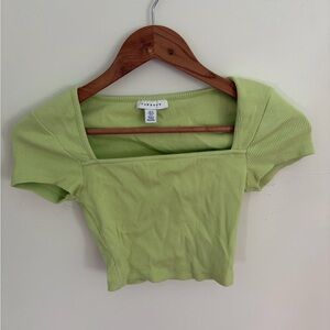 Topshop Light Green Ribbed Crop Top